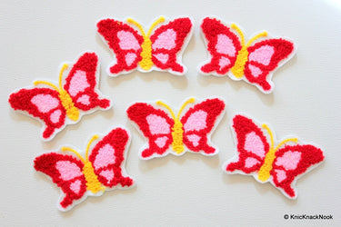 Red, Pink and Yellow Butterfly Applique Patches x 3